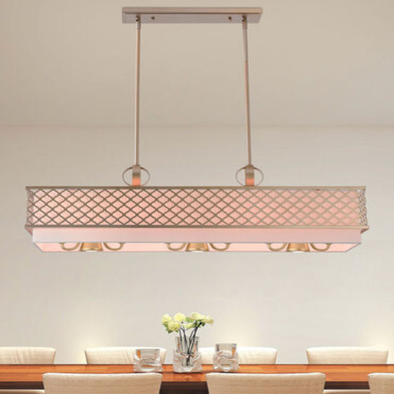 9 - Light Square / Rectangle Chandelier, Soft Gold