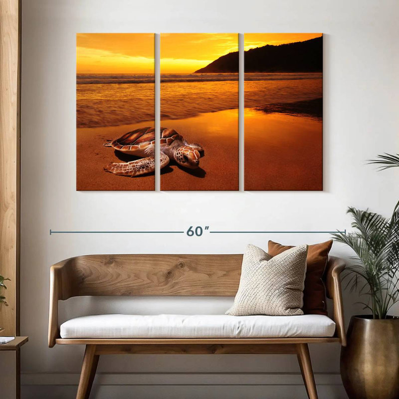 Brampt Turtle On Sunset Beach, 32" H x 50" W