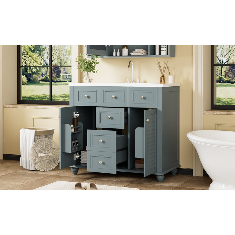 Meuble-lavabo simple 36 po avec plateau en résine Dietram