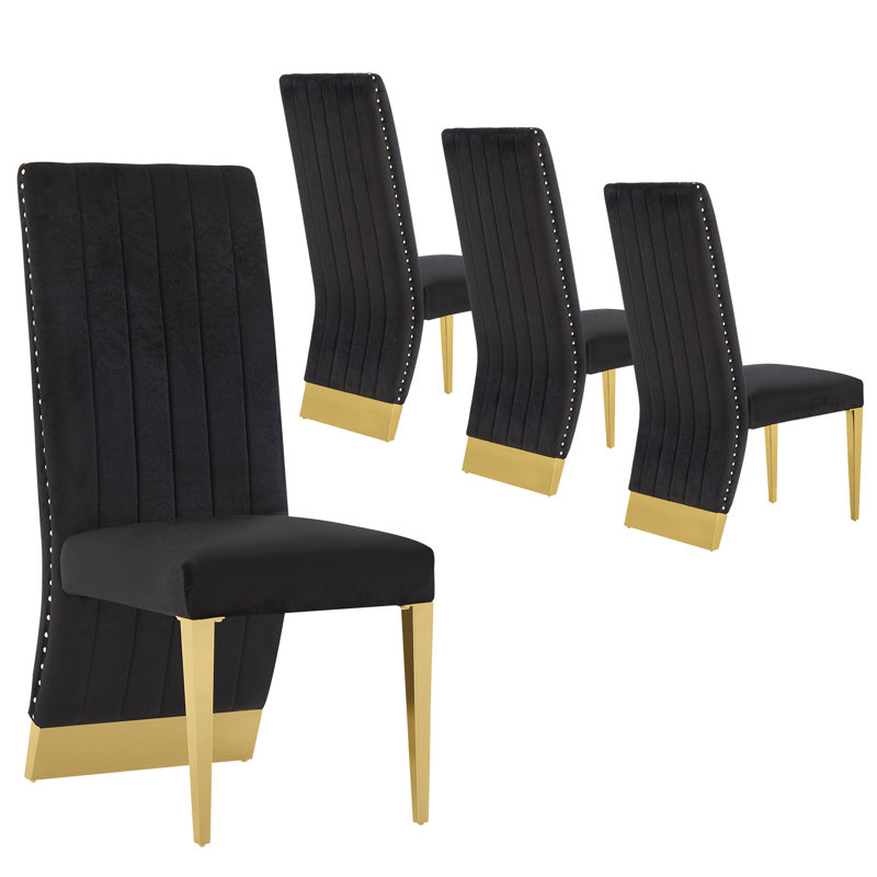 Chaise parsons en velours capitonné Lya