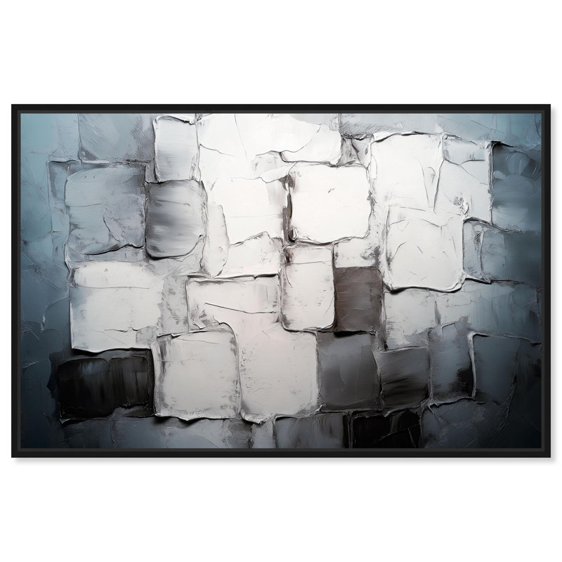 Art mural urbain sur toile Urban Grid , Cadre flottant noir, H 11 po x l 16 po