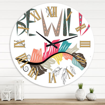 Be Wild Tribal Feathers - Horloge murale moderne