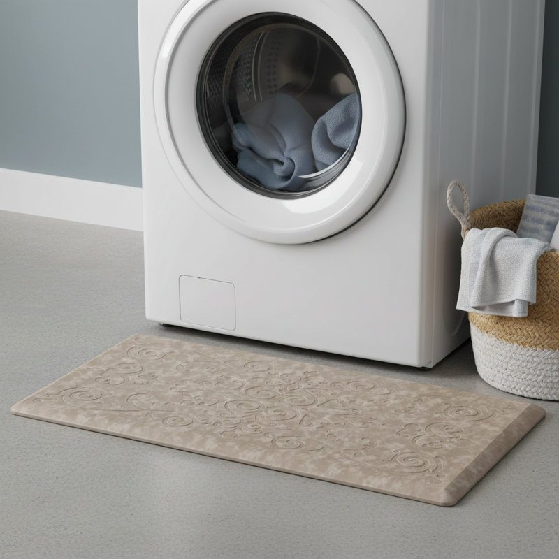 Water Resistant Anti-Fatigue Non-Skid Kitchen Mat, Beige, Rectangle 1'5" x 2'4"