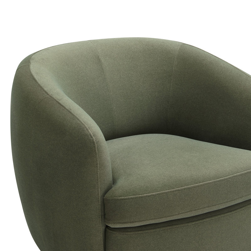 Fauteuil demi-tonneau pivotant rembourré Marcy, Velours performance vert forêt Vesper / brun