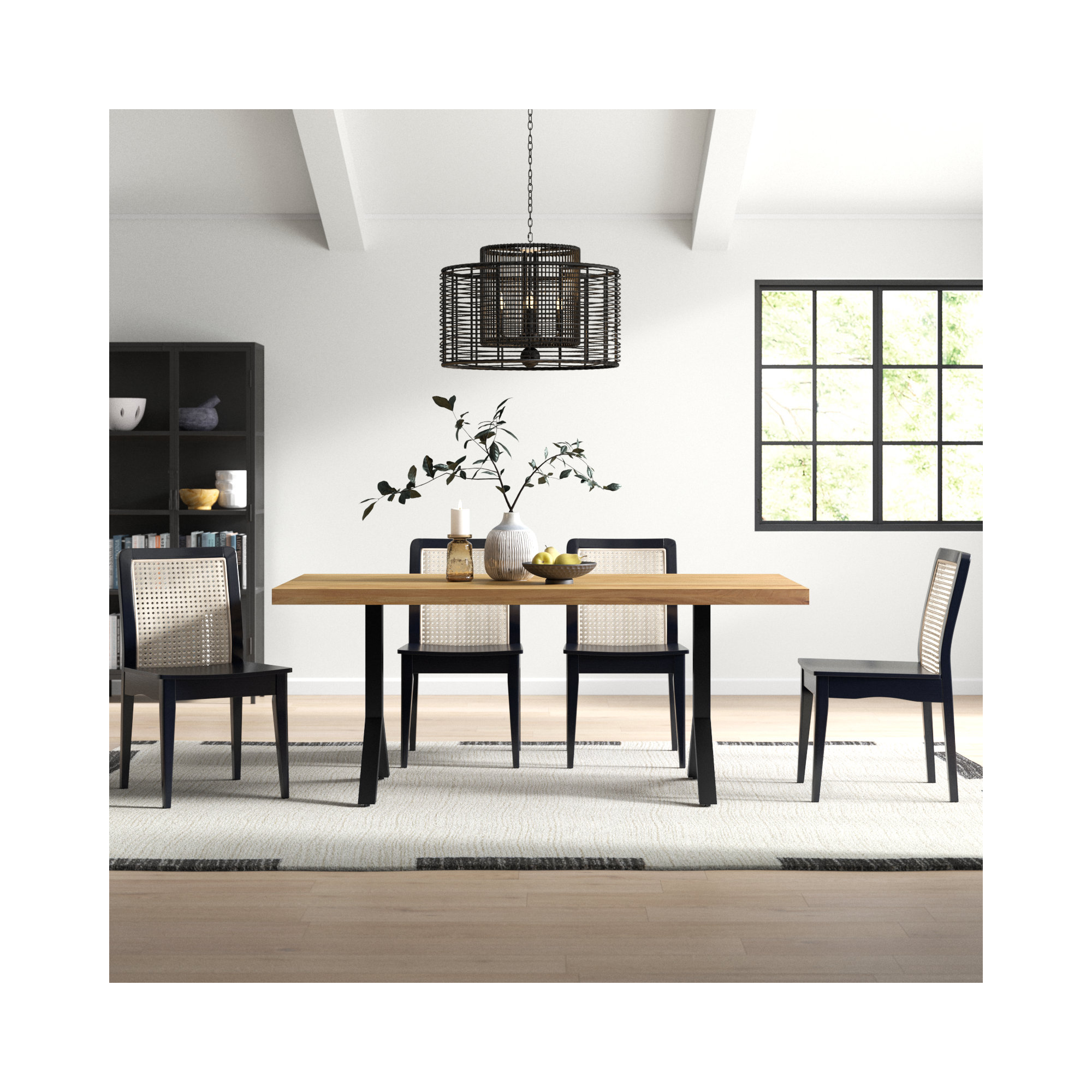 72'' Dining Table, Natural, Black