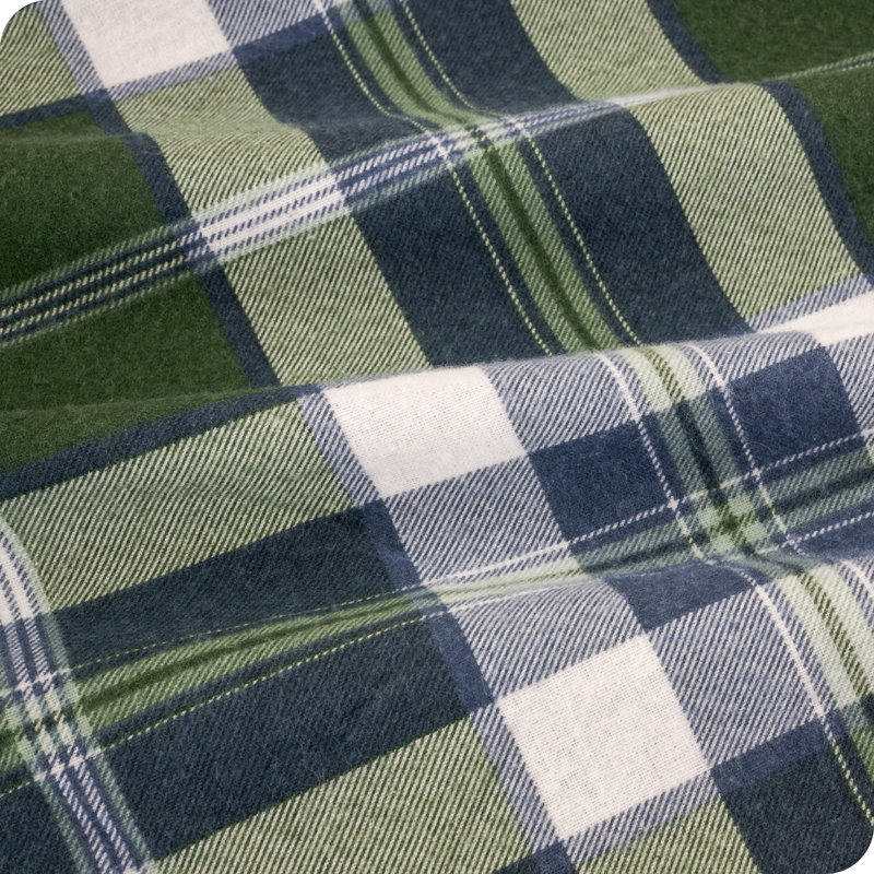 Ensemble de draps 100% flanelle de coton, Ensemble de draps pour grand lit avec 2 taies d'or, Tissu écossais vert enchanté 