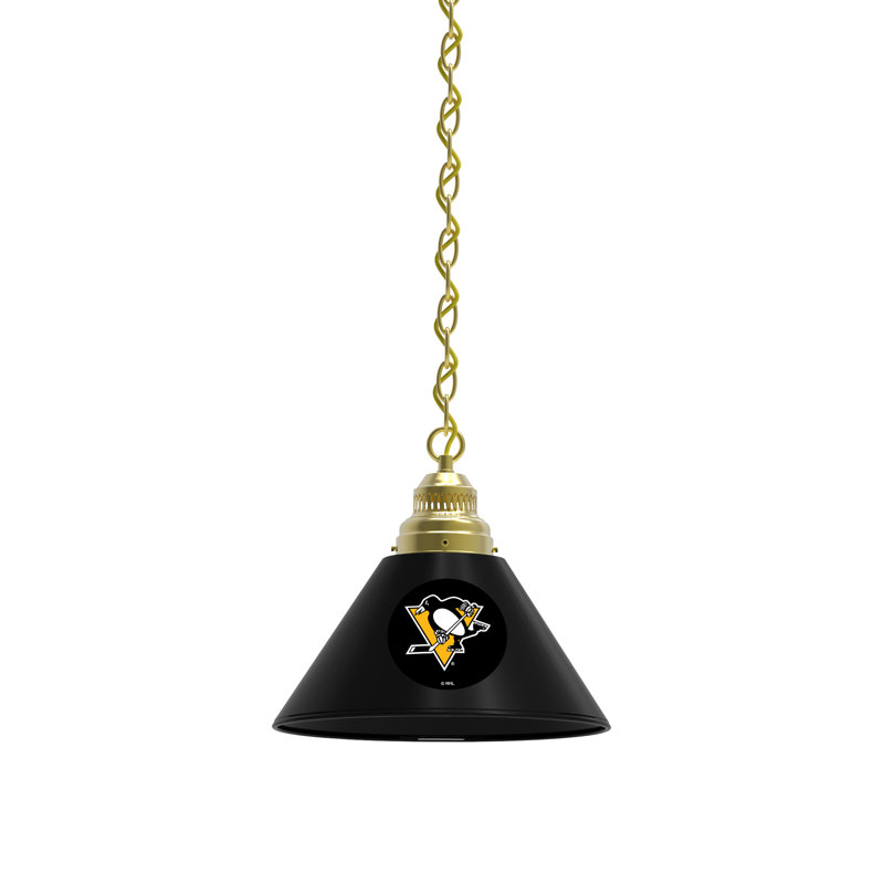 Luminaire suspendu conique 1 lumière NHL, Laiton, Pittsburgh Penguins