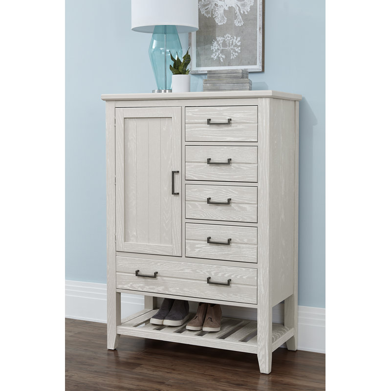 Commode pour homme 5 tiroirs l 41 po en bois massif, Marron foncé