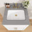 Comptoir de meuble-lavabo simple 24 po avec lavabo, comptoir de salle de bain en pierre d'ingénierie grise, conception de lavabo central, trous de robinet de 4 po, comptoir de meuble-lavabo de remplacement