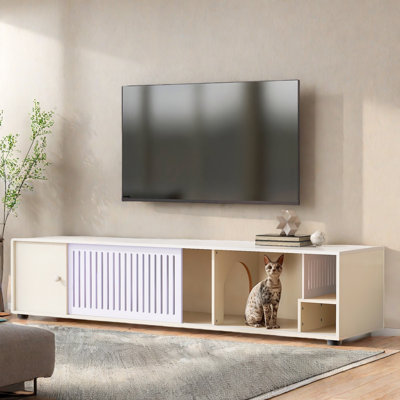 Meuble télé pour chat avec rangement et porte coulissante amovible Furniture Style