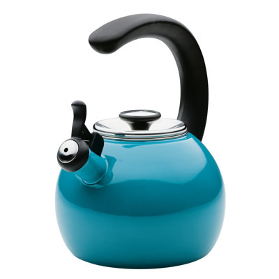 Enamel On Steel Whistling Induction Teakettle with Flip-Up Spout, 2-Quart