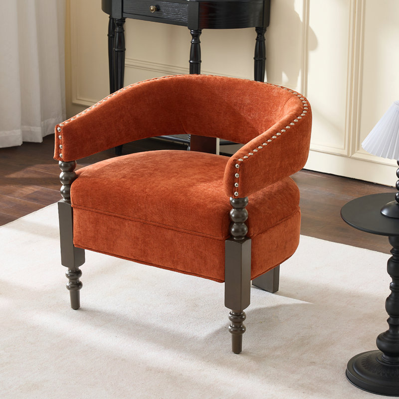 Barrel Upholstered Armchair, Orange