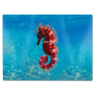 Mediterranean Seahorse Designer Glass Chopping Board
