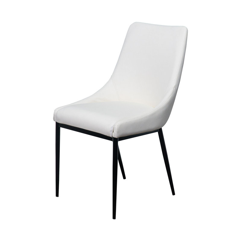 Chaise rembourrée en cuir véritable Ibbe, Blanc
