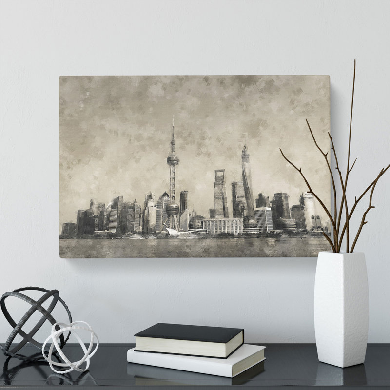Shanghai Skyline Vol.2 - Wrapped Canvas Painting, 35cm H x 50cm W x 3cm D