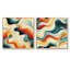 Nostalgic Mod Waves - Ensemble de 2 collages abstraits carrés-101844186-101844187