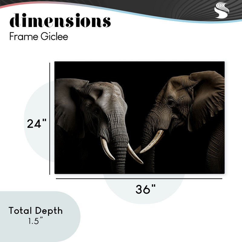 Pachyderm Elephant Pair  Canvas, design by Decent Exposures, 24" H x 36" W