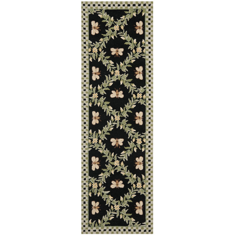 Hand Hooked Wool Southwestern Rug, Runner 2'6" x 14'