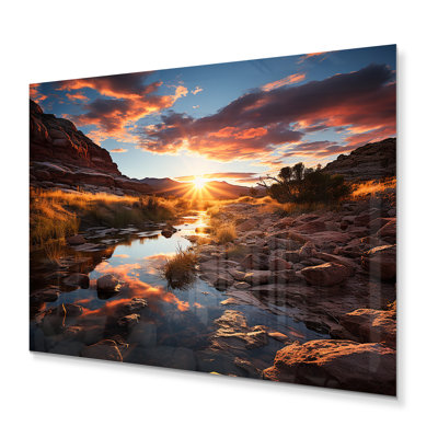 Coucher de soleil à Utah Mountain II - Paysages, décoration murale en métal