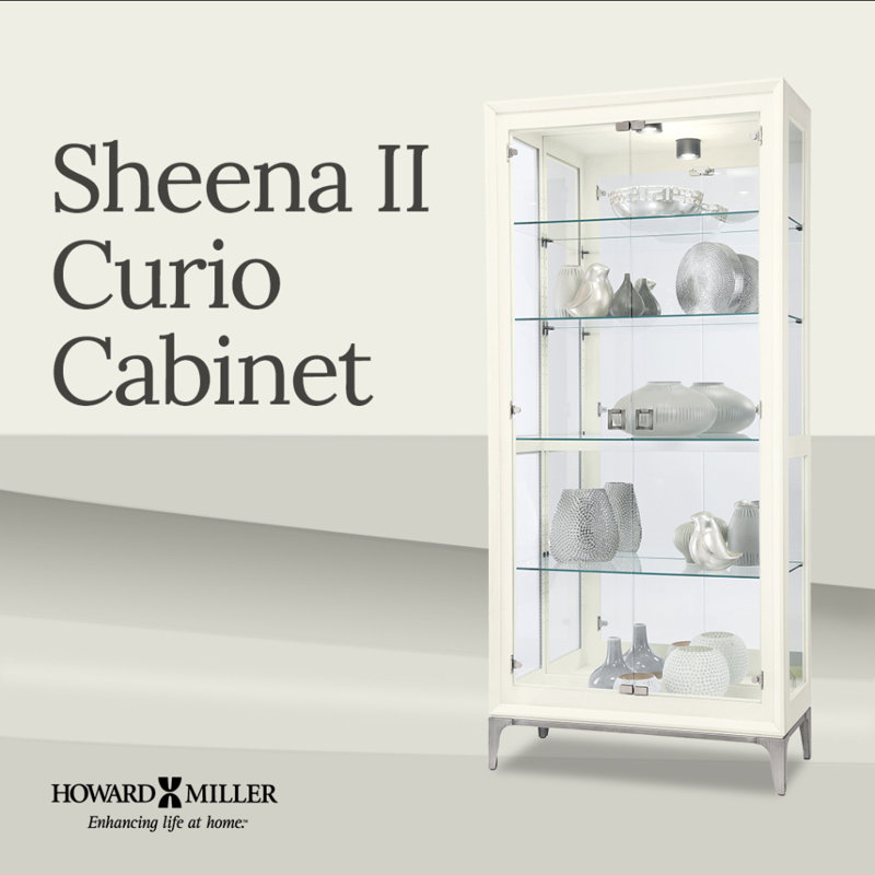 Sheena Lighted Curio Cabinet, Aged Linen