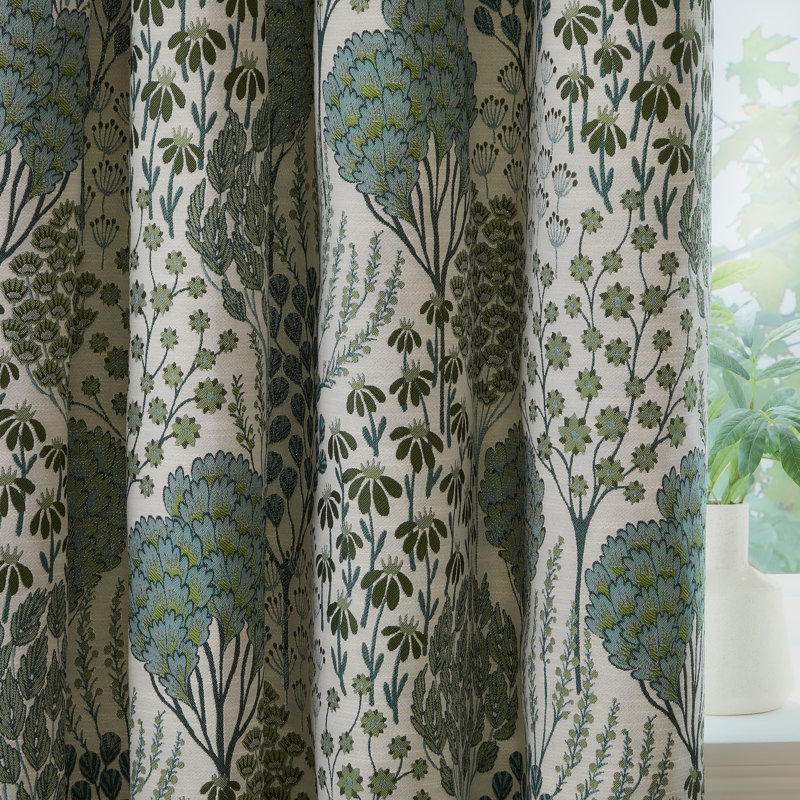 Ophelia Jacquard Floral Room Darkening Pencil Pleat Curtains, 117cm Width x 183cm Drop