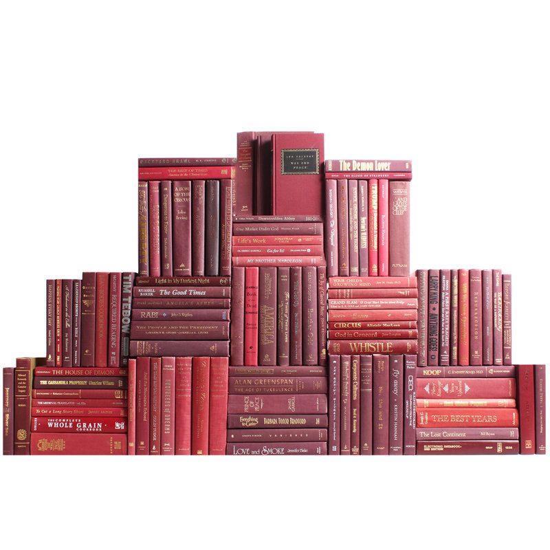 Livres décoratifs - Mur de livres Bordeaux - Ensemble de 100 livres rouges, 100