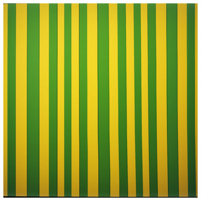 Tapisserie murale à rayures verticales vert et jaune - Décoration murale à rayures