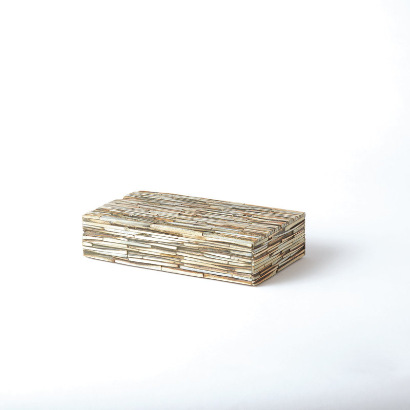 Chiseled Bone Box-Forest, 9"L x 5"W x 2.25"H