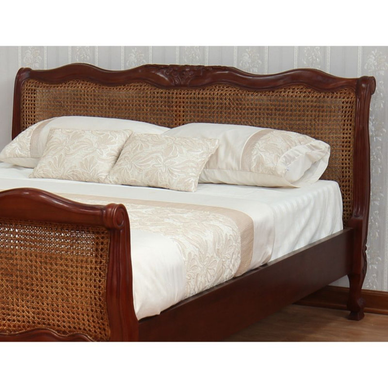 Hellenic Solid Wood Bed, Wax Polish, Double (4'6)