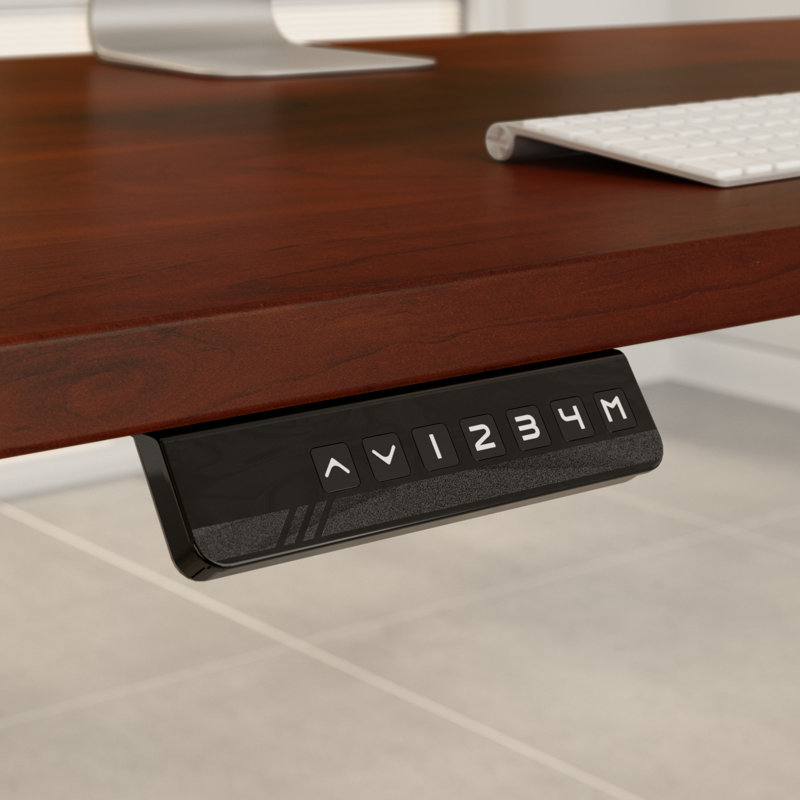 Adjustable Metal Base Standing Desk, 47.68" H x 59.45" W x 29.37" D, Natural Maple/Silver