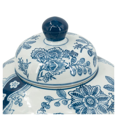 Vase de rangement décoratif bleu et blanc en porcelaine