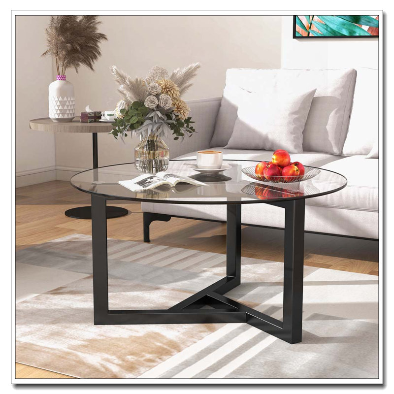 Table basse ronde en verre, Noir