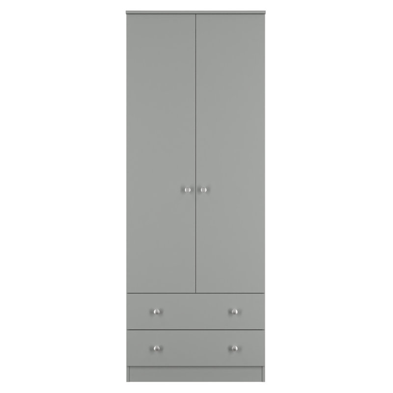 Borth 2 Door 2 Drawer Wardrobe , Uniform Grey/Dusk Grey