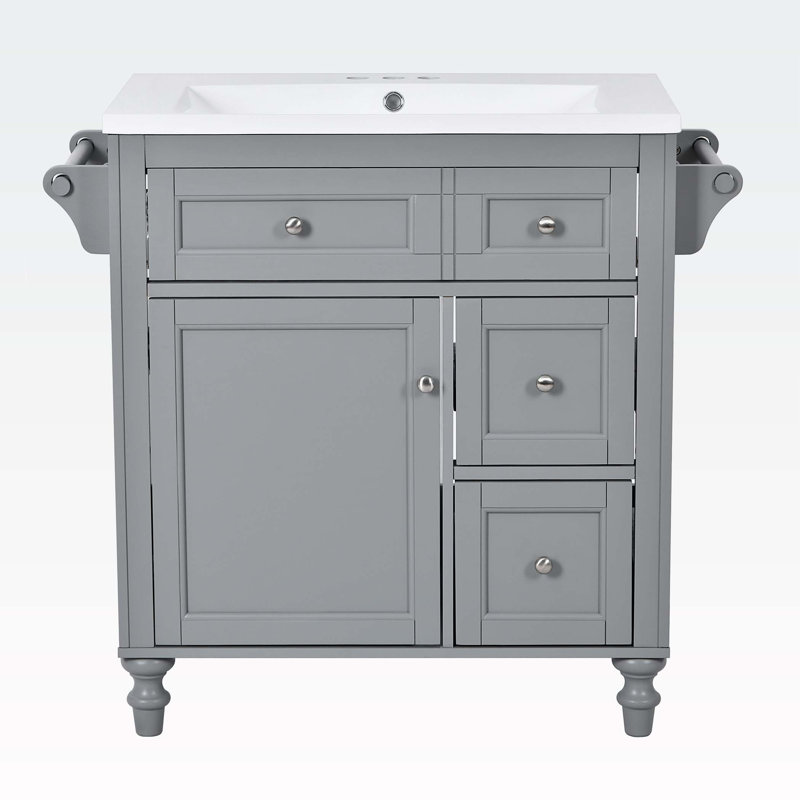 Meuble-lavabo de 30 po avec lavabo supérieur, Gris