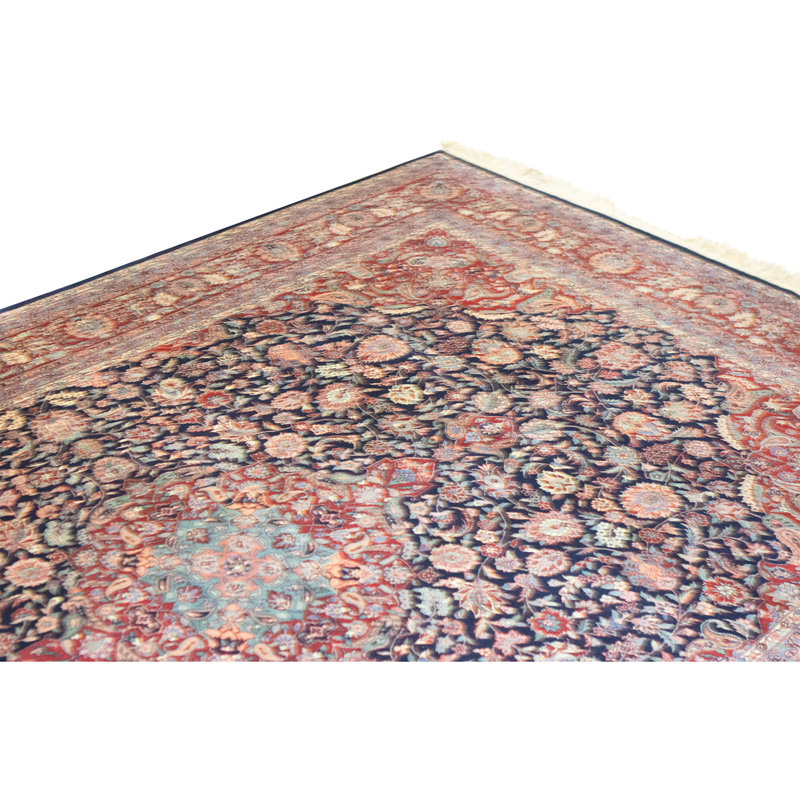 Hand Knotted Wool Area Rug in Blue/Red