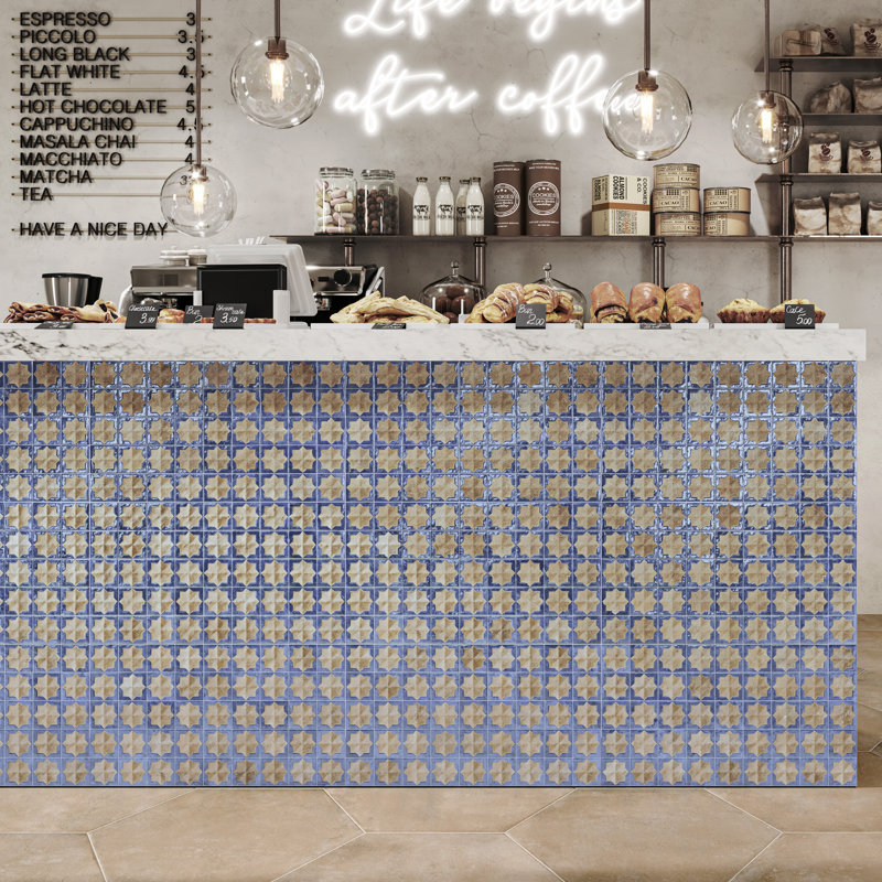 Tetuan Astre 12" x 22" Porcelain Moroccan Wall Tile, Brown/Purple