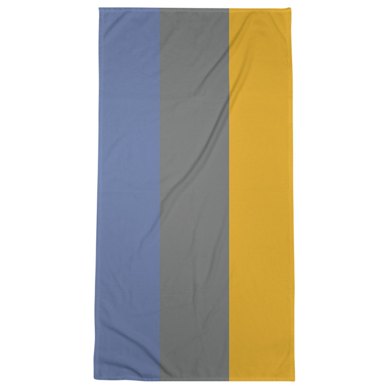 Cotton Blend Lightweight Bath Towel, Blue/Gray/Yellow