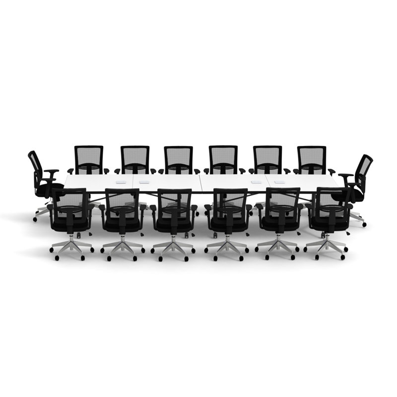 Rectangle 14 Person Flip Top 72'' L Modular Training Table and Chair Set with Casters and Modesty Panel and Cable Management