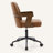 Breathable Cane Back Office Chair With Mid-Century Walnut Frame & Adjustable Swivel Base-1053717134