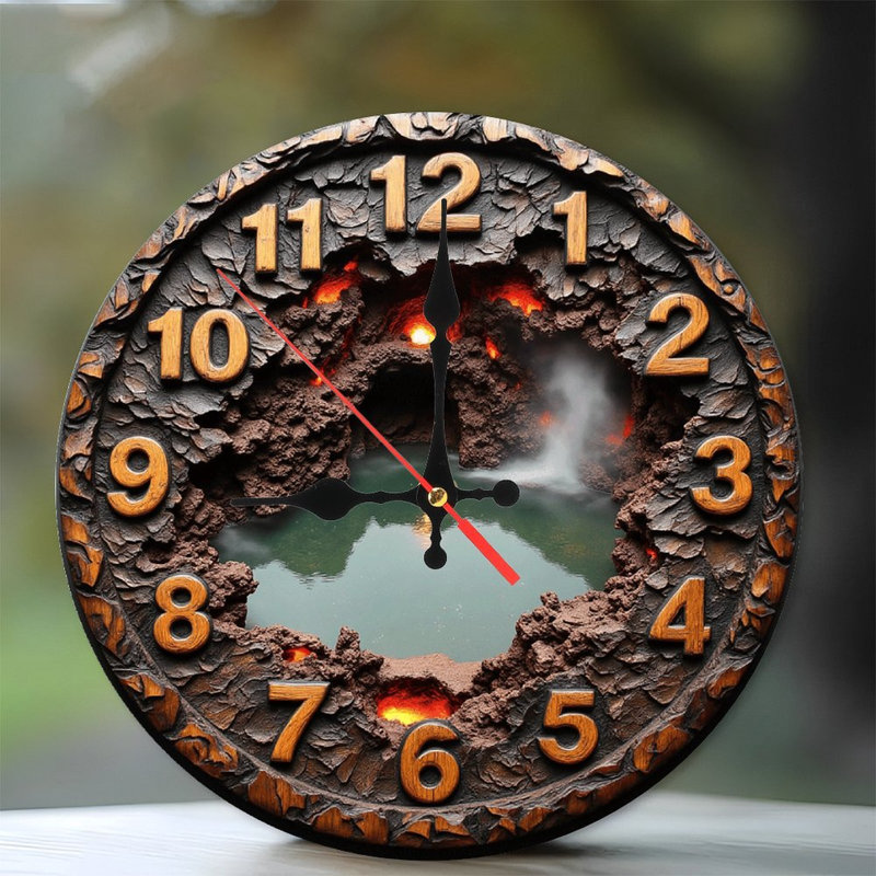 Volcanic Lake Lava Rock Wall Clock