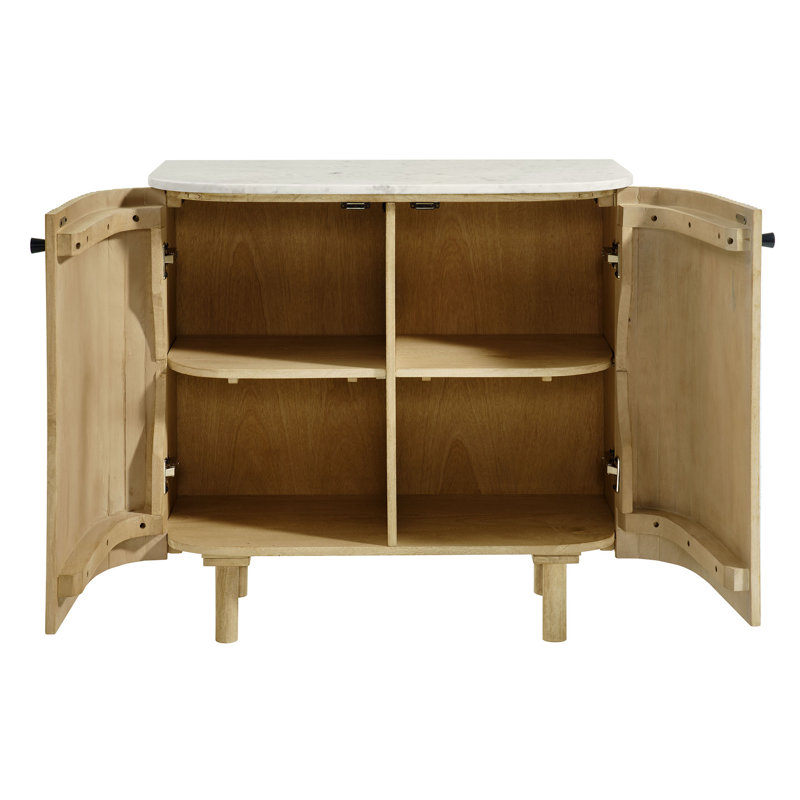 Armoire de rangement courbée en bois massif et marbre 33 po Caldera