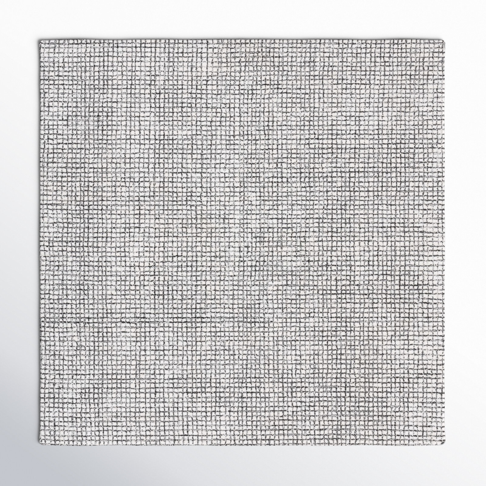 Rowe Ivory Black Hand-Tufted Checkered Rug, Square 4'