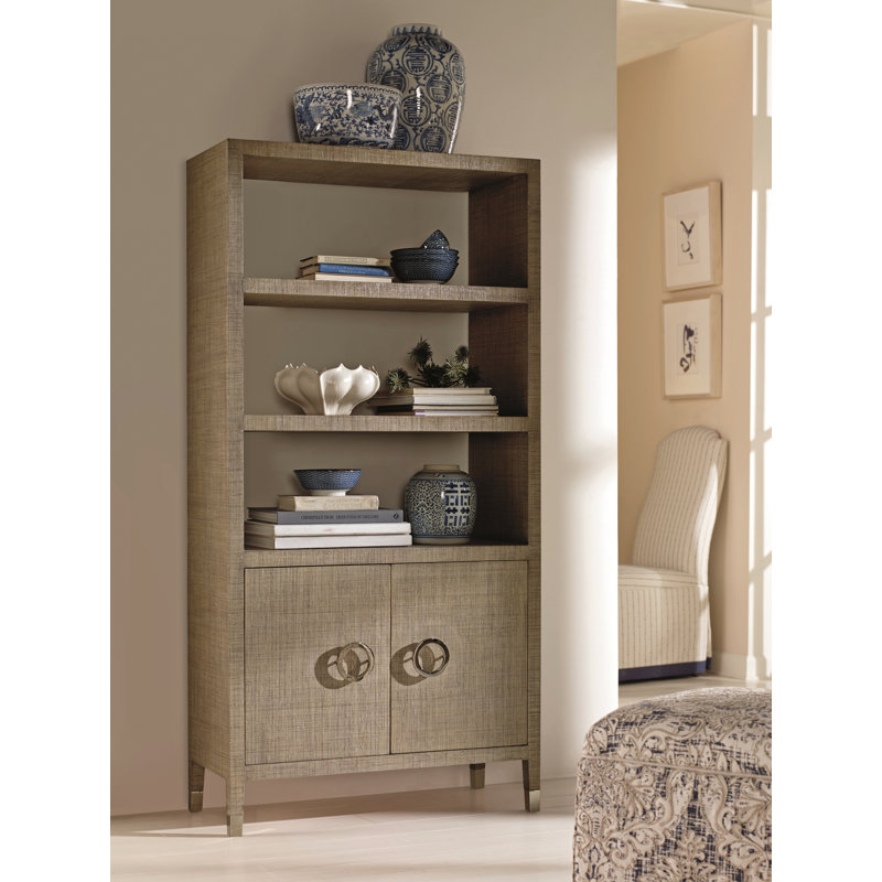 Caribe Solid Wood Etagere Bookcase, French Gray