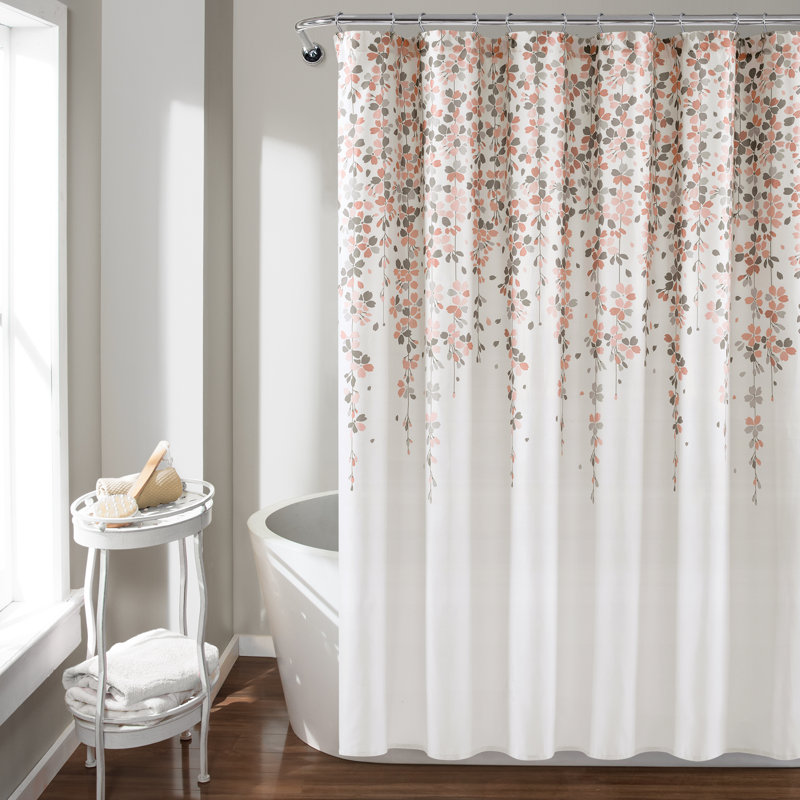 Weeping Flowers Room Darkening Pair, 52" W x 84" H, Blush/Gray