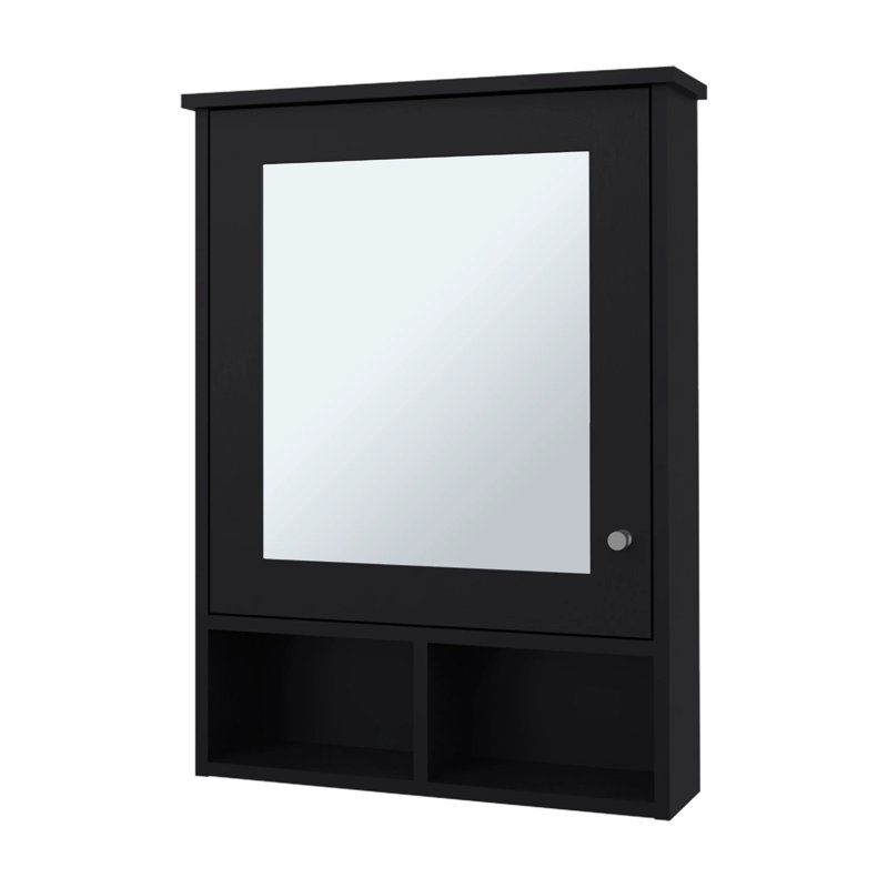 Pharmacie avec porte et miroir inclus, Noir, noir, noir, noir