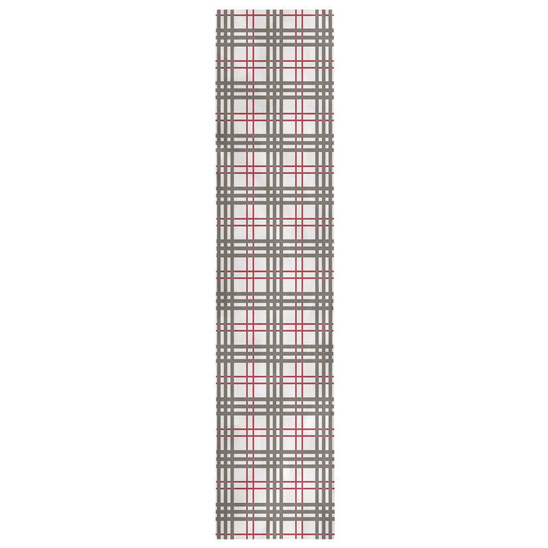 Chemin de table en polyester payant, L 90 po x l 16 po, Blanc / rouge / étain