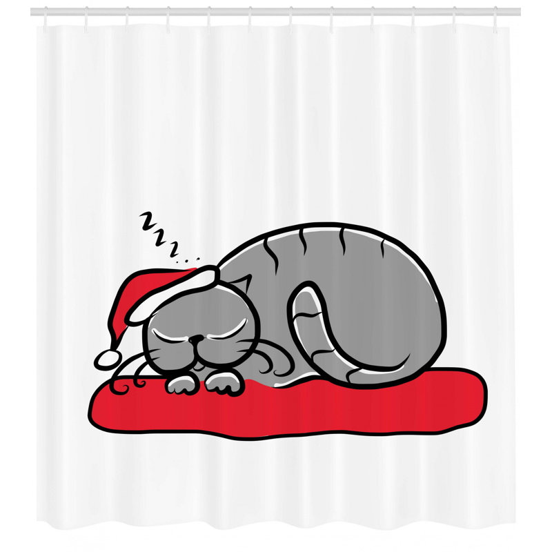 Rideau de douche Christmas Cat, H 70 po x l 69 po