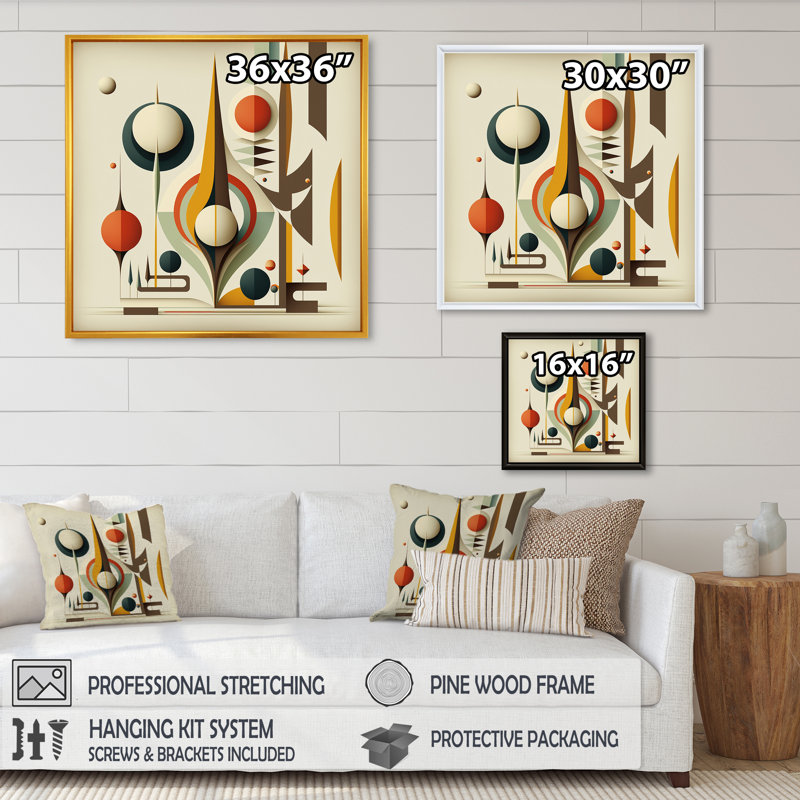 Impression sur cadre rétro sur toile Mid-Century Vintage VI - Floater, L 16 po x H 16 po, Noir