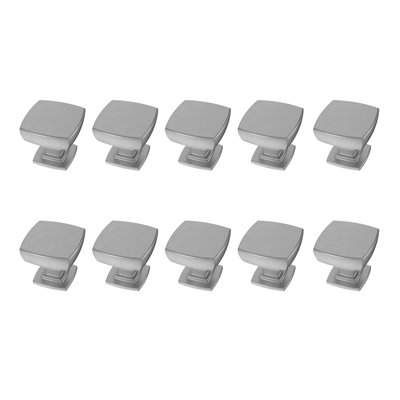 Fixturedisplays® 10PK Silver Square Kitchen Cabinet Knobs, Zinc Solid Drawer Pulls Hardware For Cupboard, Dresser, Wardrobes, Bathroom 15961-10PK