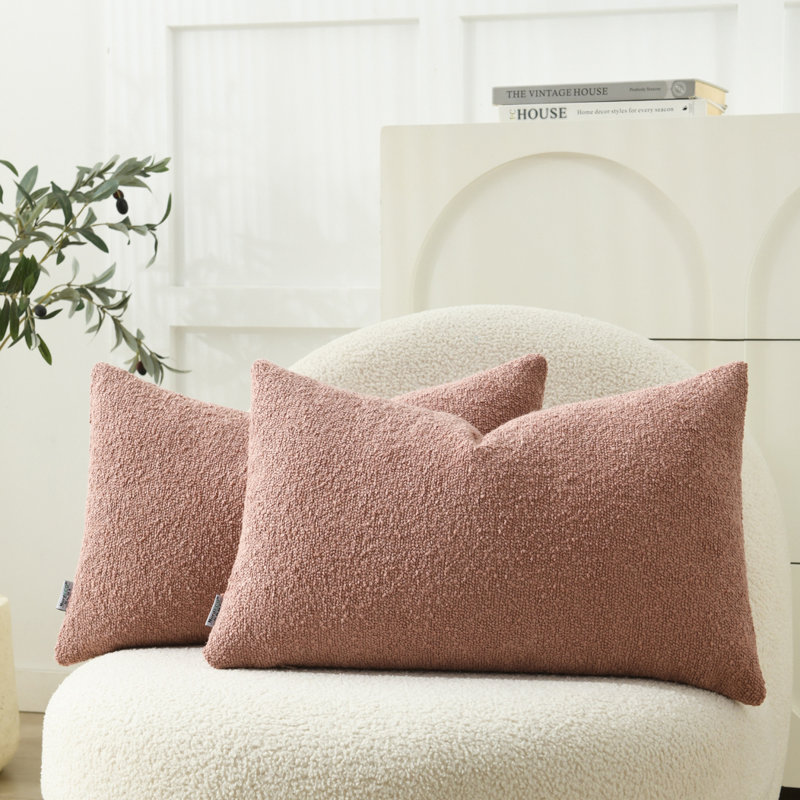Housses de coussin texturées, Rose, Rectangle 12"H x 20"W